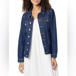 Classic Dark Blue Denim Jacket - Women’s Casual Jean Jacket